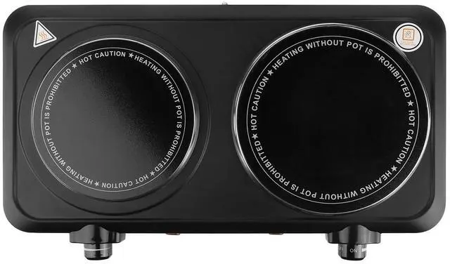 Alt view image 6 of 6 - Infrared Double Burner Electric Cooktop - 1800W Portable Stove for Dorm