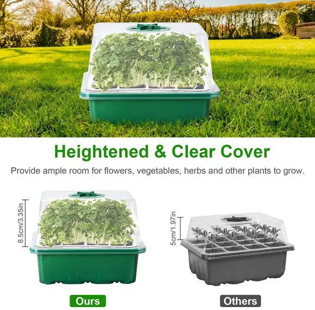 Alt view image 2 of 7 - 5 Pack Seed Starter Trays with Grow Light Seed Starter Kit Seed Growing Starting