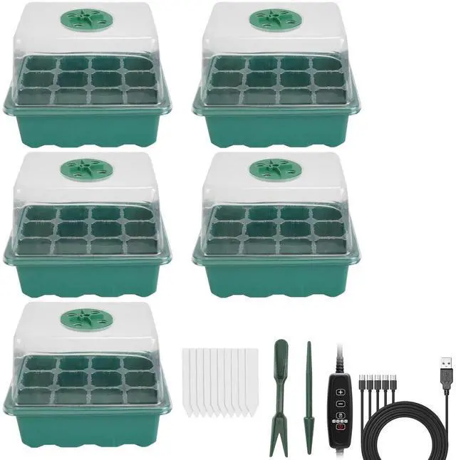 Main image of 5 Pack Seed Starter Trays with Grow Light Seed Starter Kit Seed Growing Starting