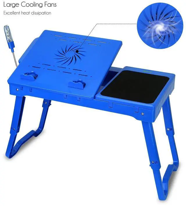 Alt view image 2 of 7 - Foldable Laptop Table Bed Notebook Desk w/Cooling Fan Mouse Board LED light