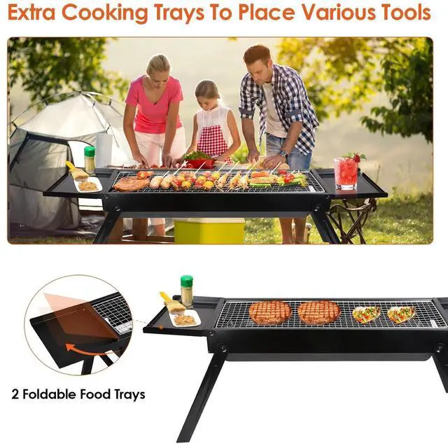 Alt view image 3 of 7 - Portable BBQ Folding Charcoal Grill for Outdoor Cooking Lightweight&Compact