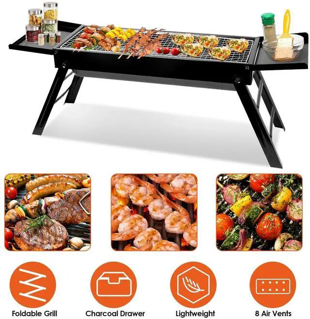 Alt view image 2 of 7 - Portable BBQ Folding Charcoal Grill for Outdoor Cooking Lightweight&Compact