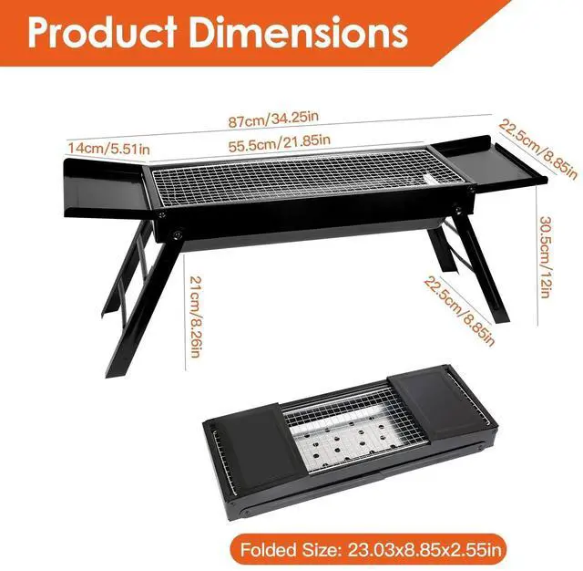 Alt view image 5 of 7 - Portable BBQ Folding Charcoal Grill for Outdoor Cooking Lightweight&Compact