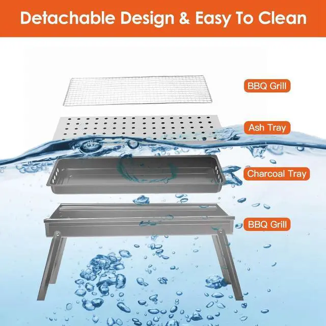 Alt view image 6 of 7 - Portable BBQ Folding Charcoal Grill for Outdoor Cooking Lightweight&Compact