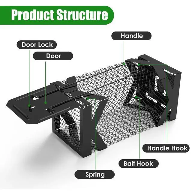 Alt view image 5 of 7 - 2Pcs Humane Rat Trap Chipmunk Rodent Mouse Squirrel Trap Small Live Animal