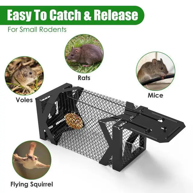 Alt view image 3 of 7 - 2Pcs Humane Rat Trap Chipmunk Rodent Mouse Squirrel Trap Small Live Animal
