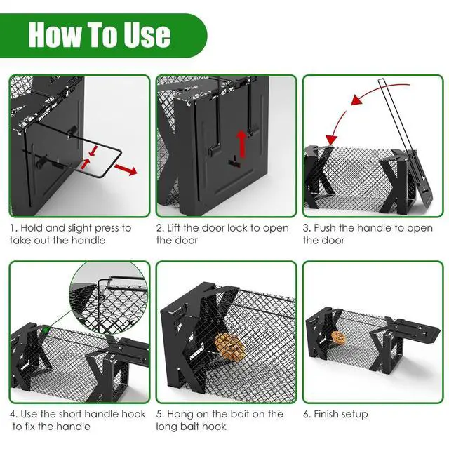 Alt view image 7 of 7 - 2Pcs Humane Rat Trap Chipmunk Rodent Mouse Squirrel Trap Small Live Animal