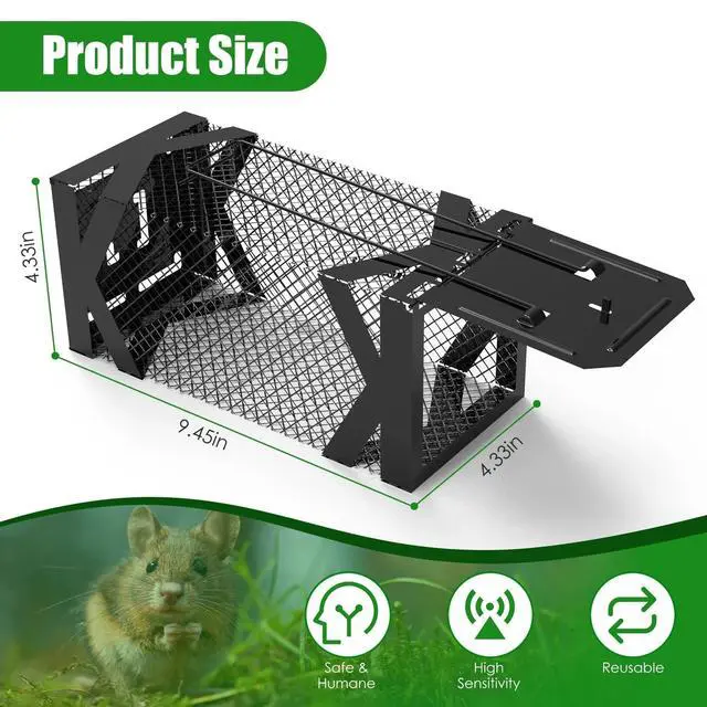 Alt view image 6 of 7 - 2Pcs Humane Rat Trap Chipmunk Rodent Mouse Squirrel Trap Small Live Animal