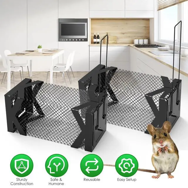Alt view image 2 of 7 - 2Pcs Humane Rat Trap Chipmunk Rodent Mouse Squirrel Trap Small Live Animal
