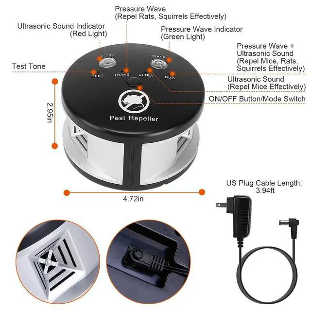Alt view image 5 of 7 - Ultrasonic Repellent 360° Electronic Control Pest Rat Cat Mice Rodent Repeller