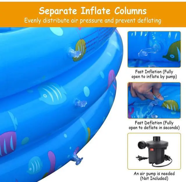 Alt view image 6 of 7 - Kids Inflatable Swimming Pool Blow Up Children Family Yard Play Center Pool
