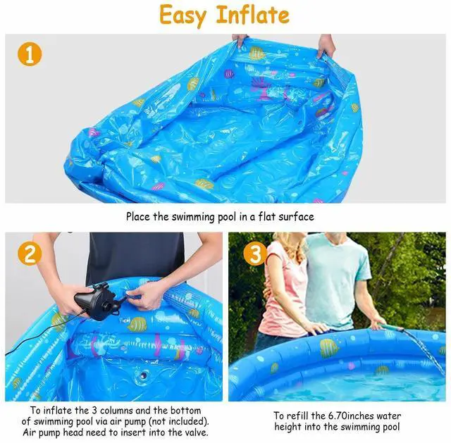 Alt view image 4 of 7 - Kids Inflatable Swimming Pool Blow Up Children Family Yard Play Center Pool