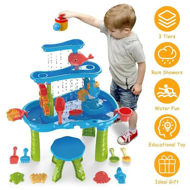 Alt view image 4 of 7 - Kid Sand Water Table Toddler Water Activity Table Rain Showers Play Table Toy