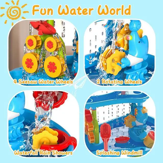 Alt view image 5 of 7 - Kid Sand Water Table Toddler Water Activity Table Rain Showers Play Table Toy