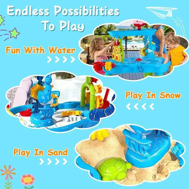 Alt view image 2 of 7 - Kid Sand Water Table Toddler Water Activity Table Rain Showers Play Table Toy