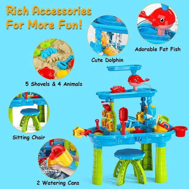 Alt view image 3 of 7 - Kid Sand Water Table Toddler Water Activity Table Rain Showers Play Table Toy