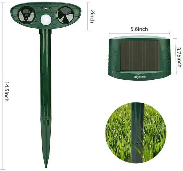 Alt view image 7 of 7 - Ultrasonic Animal Repeller Solar Motion Activated Critter Repellent Farm Garden