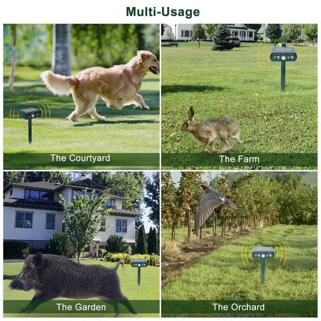 Alt view image 6 of 7 - Ultrasonic Animal Repeller Solar Motion Activated Critter Repellent Farm Garden