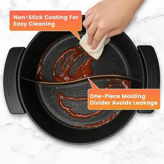 Alt view image 7 of 7 - 6L Electric Hot Pot w/ Divider Dual Flavor Nonstick Shabu Pot for Family Meals