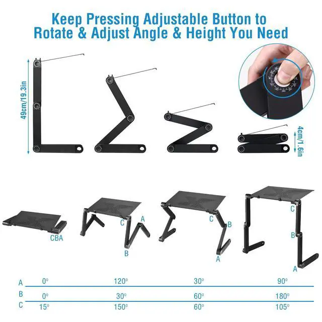 Alt view image 6 of 7 - Portable Adjustable Laptop Bed Tray Desk Foldable Desk for Work & Gaming