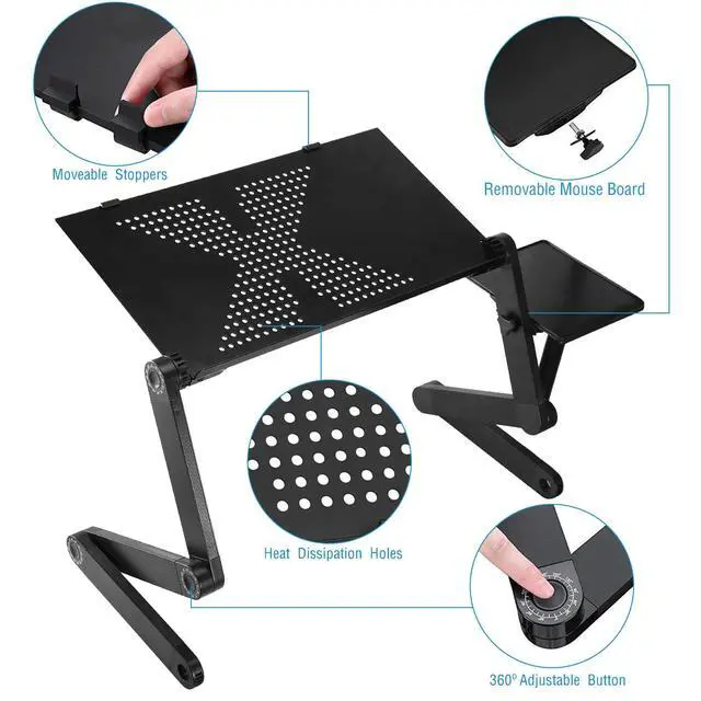 Alt view image 5 of 7 - Portable Adjustable Laptop Bed Tray Desk Foldable Desk for Work & Gaming