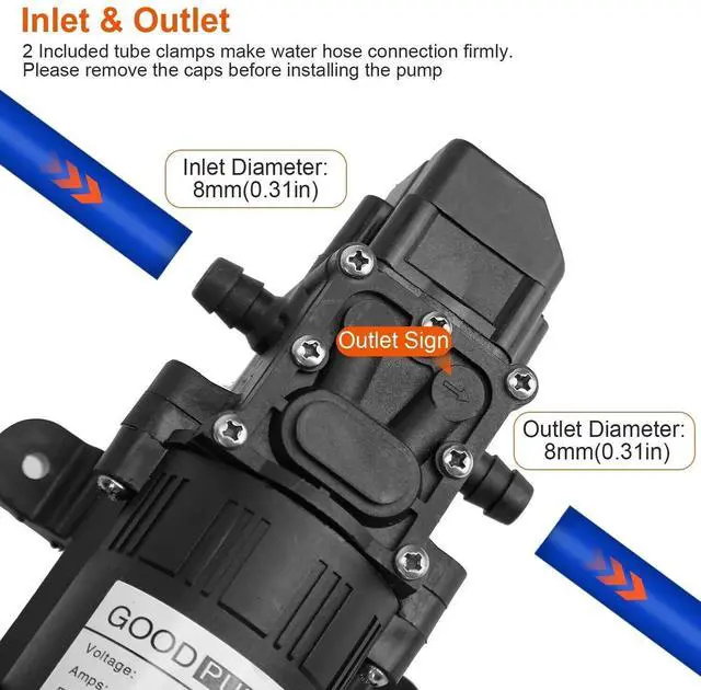 Alt view image 3 of 7 - 12V Self Priming Sprayer 123PSI Electric Water Pump for RV Camper Marine Boat