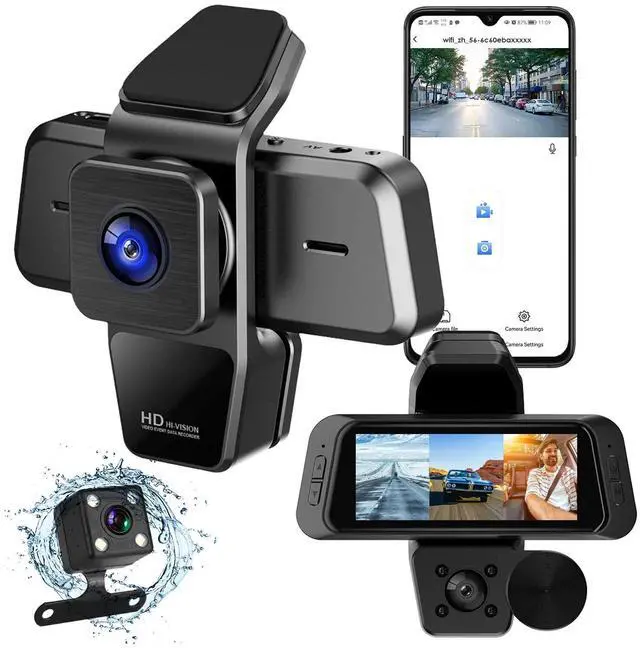 Main image of 1080P FHD Dash Cam With 3 ChannelsWiFi Dash Cam 170° Wide Angle Motion Detection