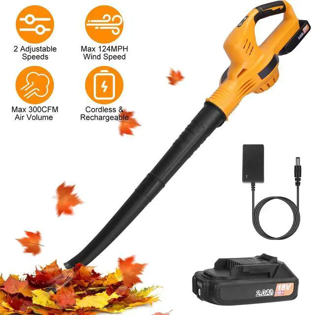 Alt view image 2 of 7 - Leaf Blower Cordless -Electric Cordless Leaf Blower with 2 Batteries and Charger