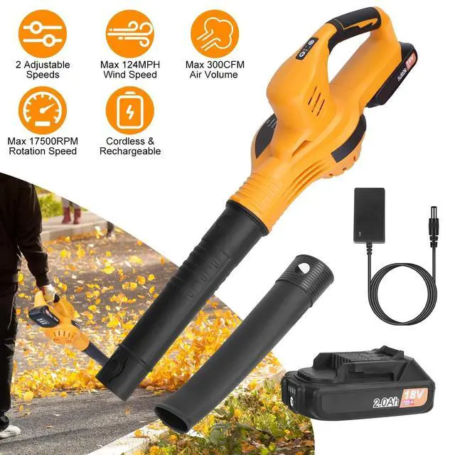 Alt view image 3 of 7 - Leaf Blower Cordless -Electric Cordless Leaf Blower with 2 Batteries and Charger
