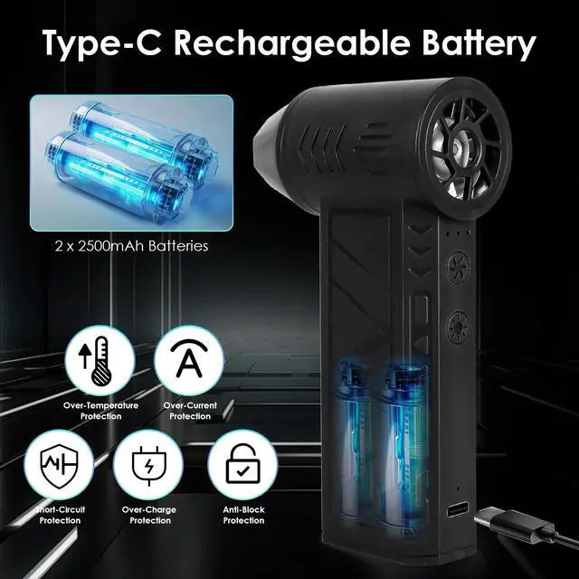 Alt view image 2 of 7 - Compressed Air Duster, 150000RPM Electric Air Duster with LED Display Outdoor