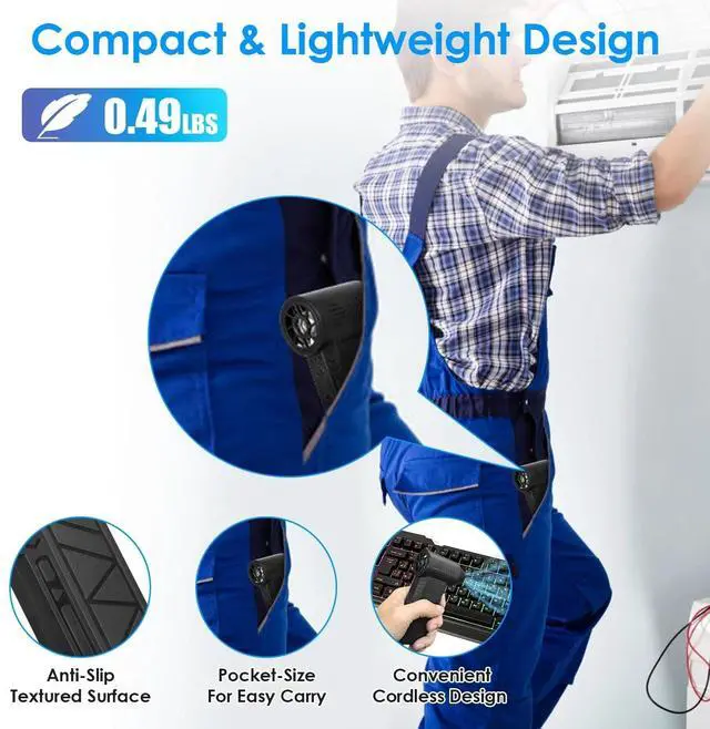 Alt view image 4 of 7 - Compressed Air Duster, 150000RPM Electric Air Duster with LED Display Outdoor