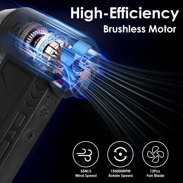 Alt view image 3 of 7 - Compressed Air Duster, 150000RPM Electric Air Duster with LED Display Outdoor