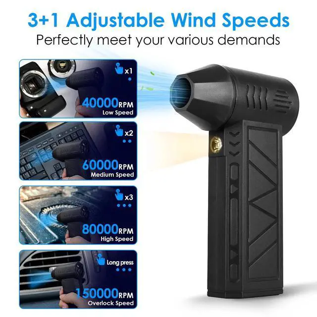 Alt view image 5 of 7 - Compressed Air Duster, 150000RPM Electric Air Duster with LED Display Outdoor