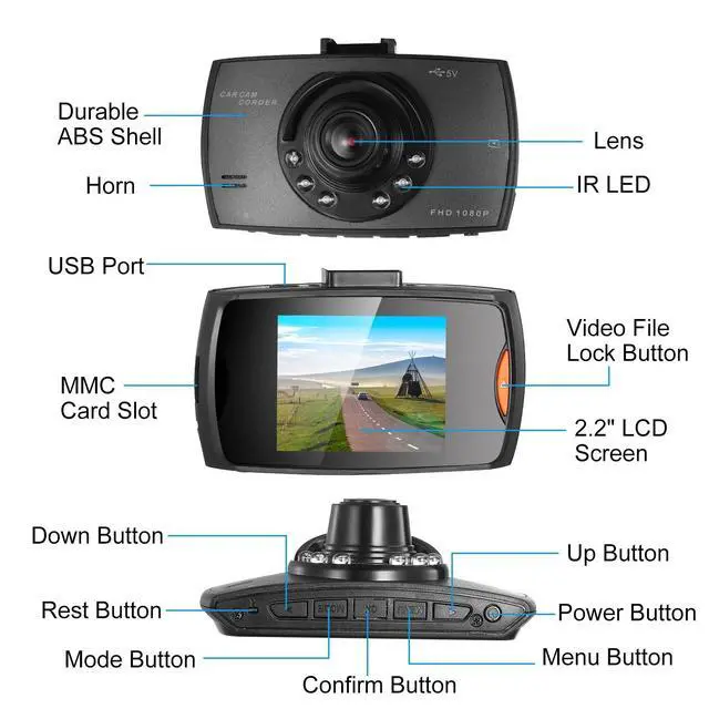 Alt view image 5 of 7 - High Definition 1080P Car DVR Camera Dash Cam with 90° Angle Night Vision
