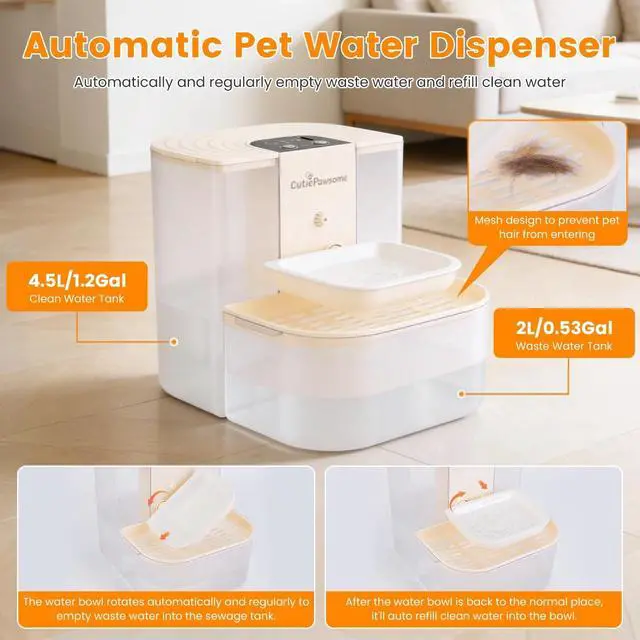 Alt view image 4 of 7 - Cordless Rechargeable Pet Water Fountain Automatic Cat Water Dispenser 4.5L