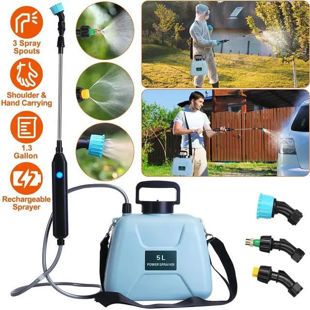 Alt view image 2 of 7 - 5L Electric Garden Pump Sprayer Spraying Battery Powered Watering With 3 Nozzles