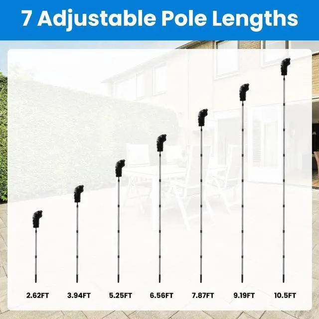 Alt view image 5 of 7 - Telescoping Gutter Cleaning Tool w/ 2 Angled Brushes &Goggles Convenient Gutter