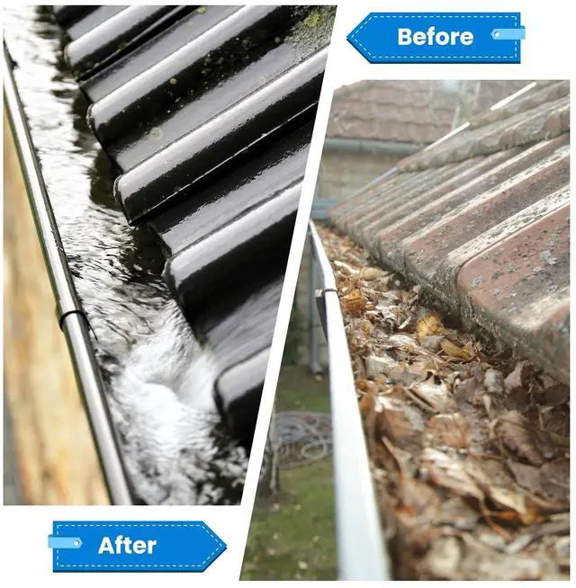 Alt view image 3 of 7 - Telescoping Gutter Cleaning Tool w/ 2 Angled Brushes &Goggles Convenient Gutter