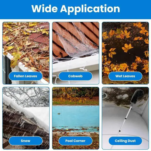 Alt view image 4 of 7 - Telescoping Gutter Cleaning Tool w/ 2 Angled Brushes &Goggles Convenient Gutter