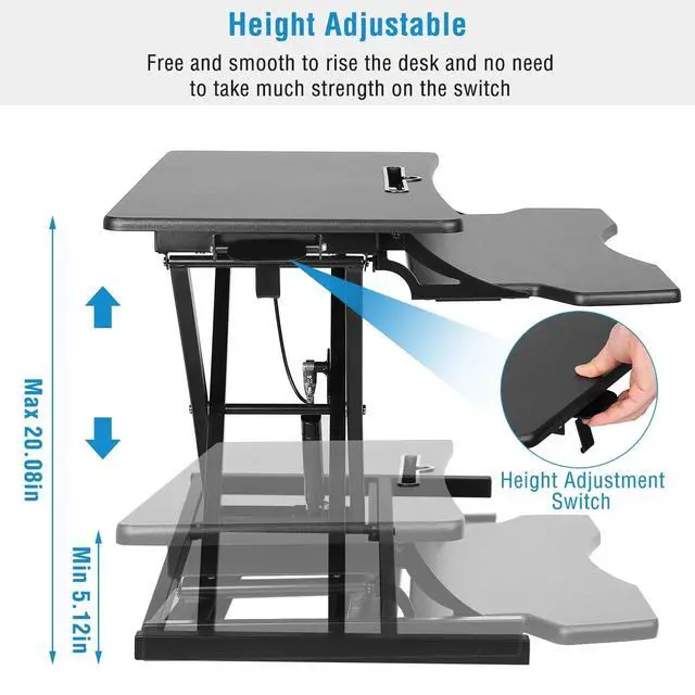 Alt view image 5 of 7 - Height Adjustable Standing Desk Converter Sit Stand Workstation Dual Monitor