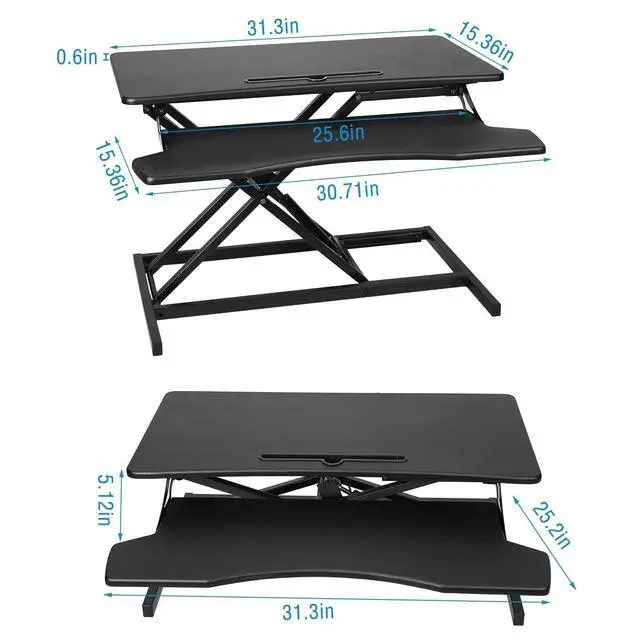 Alt view image 6 of 7 - Height Adjustable Standing Desk Converter Sit Stand Workstation Dual Monitor