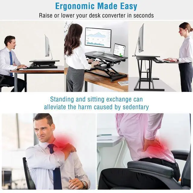 Alt view image 7 of 7 - Height Adjustable Standing Desk Converter Sit Stand Workstation Dual Monitor