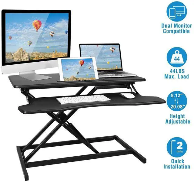 Main image of Height Adjustable Standing Desk Converter Sit Stand Workstation Dual Monitor