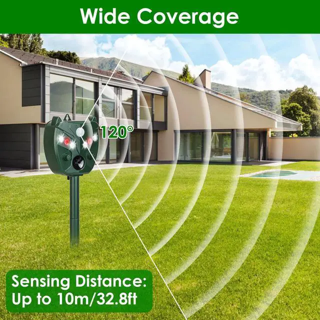 Alt view image 2 of 7 - Ultrasonic Animal Repeller Solar Powered, Cat Repellent with Motion Detection