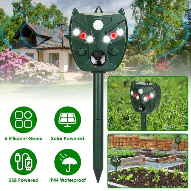 Alt view image 3 of 7 - Ultrasonic Animal Repeller Solar Powered, Cat Repellent with Motion Detection
