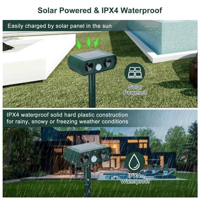 Alt view image 7 of 7 - Upgraded Solar Ultrasonic Dog Cat Skunk Deer Raccoon For Garden