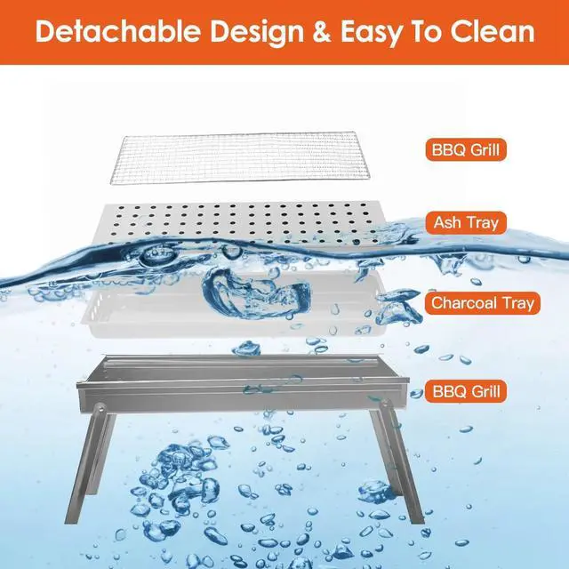 Alt view image 5 of 7 - Foldable BBQ Grill Tool Outdoor Portable Charcoal Barbecue Grill Tabletop Iron