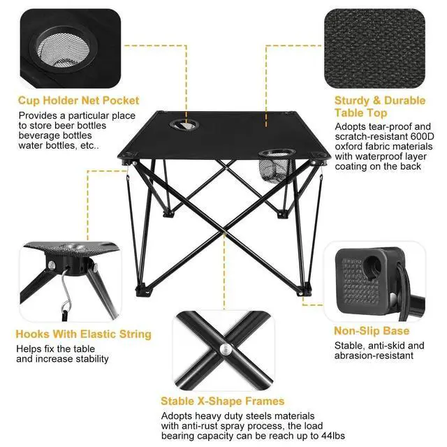 Alt view image 6 of 7 - Camping Table Collapsible Table Ultralight Compact Beach/Picnic/BBQ Adjustable