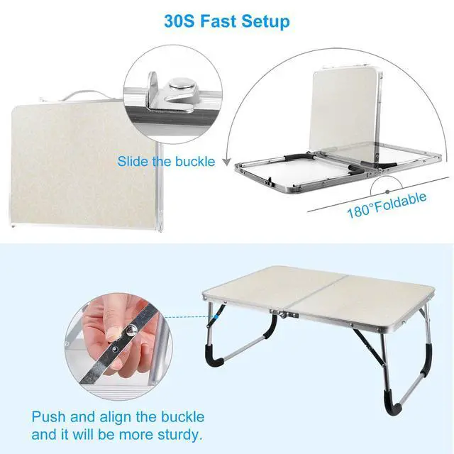 Alt view image 4 of 7 - Aluminum Portable Folding Table Fold-in-Half Sofa Bed Desk Picnic Camping Table