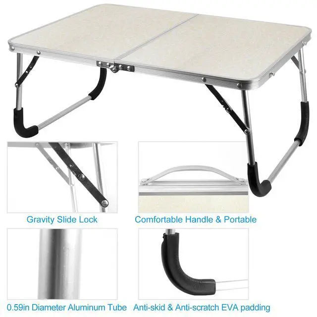 Alt view image 3 of 7 - Aluminum Portable Folding Table Fold-in-Half Sofa Bed Desk Picnic Camping Table